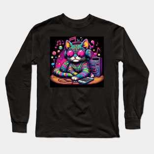 Trippy Music Cat Long Sleeve T-Shirt